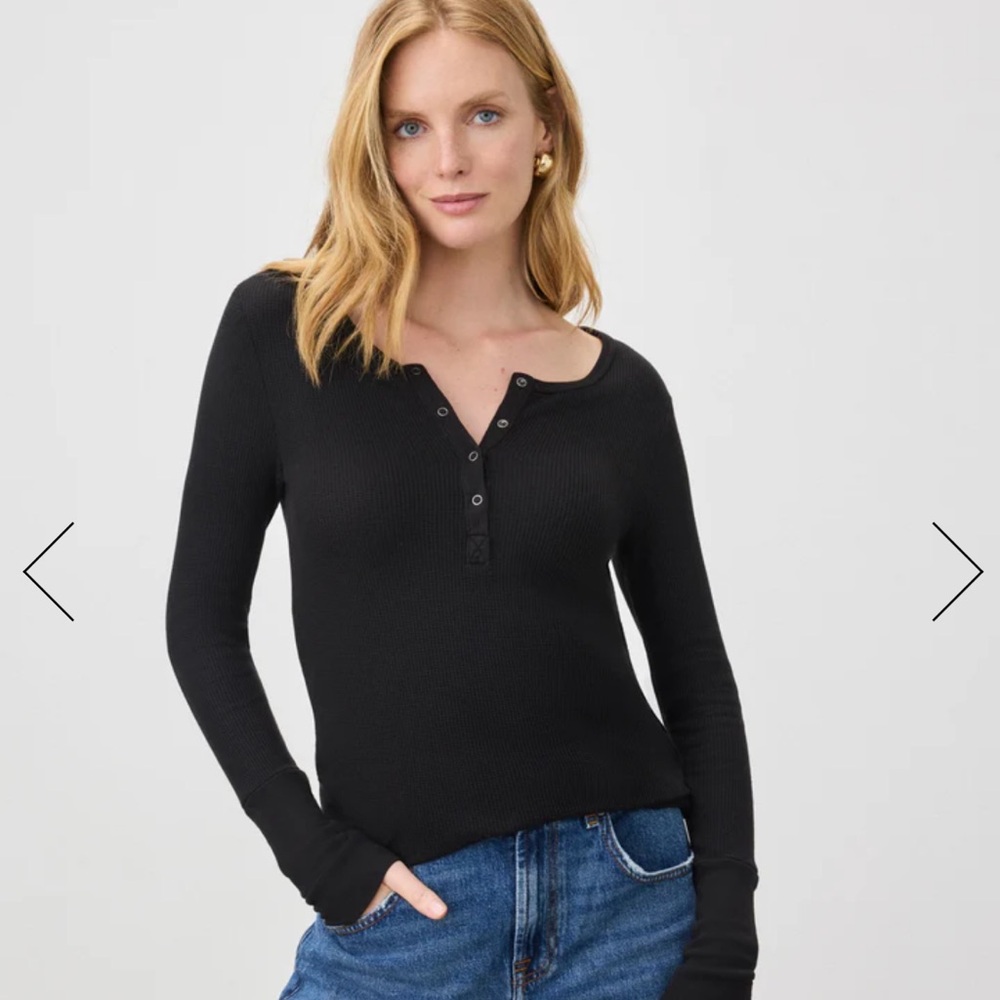 Nwot SPENDID Black Long Sleeve Henley Top